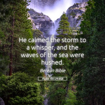 Picture 05 - Psalm 107:29 BSB - He calmed the storm to a whisper, and the waves - Bible Verse Picture