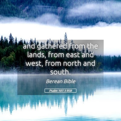 Picture 05 - Psalm 107:3 BSB - and gathered from the lands, from east and west, - Bible Verse Picture
