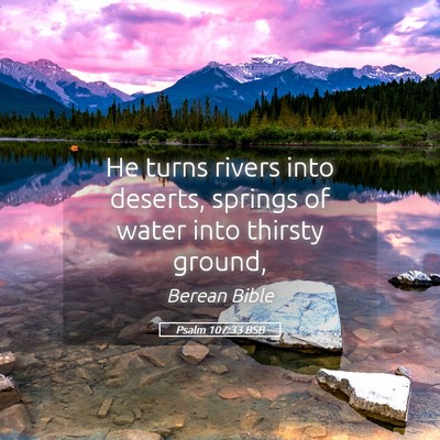 Picture 05 - Psalm 107:33 BSB - He turns rivers into deserts, springs of water - Bible Verse Picture