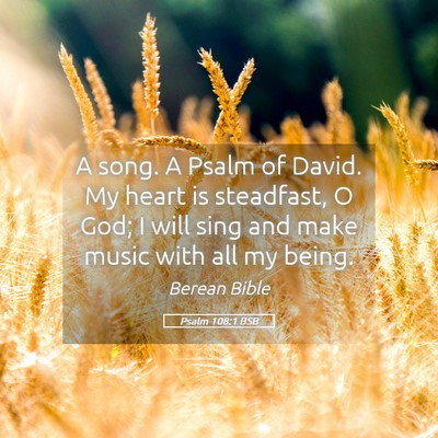 Picture 05 - Psalm 108:1 BSB - A song. A Psalm of David. My heart is steadfast, - Bible Verse Picture