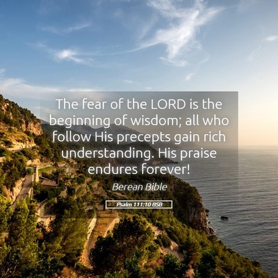 Picture 05 - Psalm 111:10 BSB - The fear of the LORD is the beginning of wisdom; - Bible Verse Picture