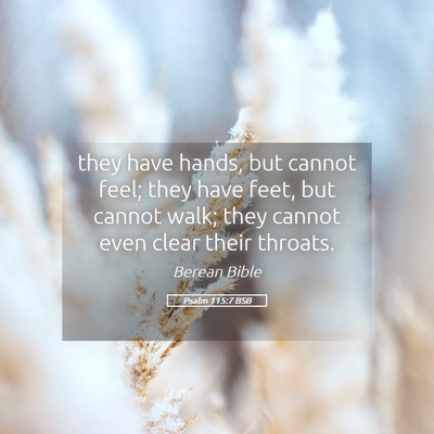 Picture 05 - Psalm 115:7 BSB - they have hands, but cannot feel; they have feet, - Bible Verse Picture