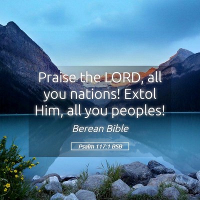 Picture 05 - Psalm 117:1 BSB - Praise the LORD, all you nations! Extol Him, all - Bible Verse Picture