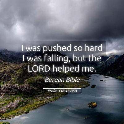 Picture 05 - Psalm 118:13 BSB - I was pushed so hard I was falling, but the LORD - Bible Verse Picture