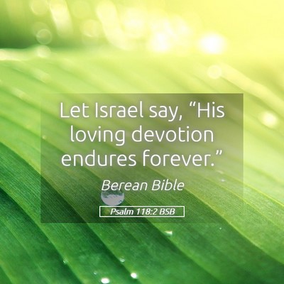 Picture 05 - Psalm 118:2 BSB - Let Israel say, “His loving devotion endures - Bible Verse Picture