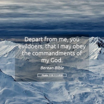 Picture 05 - Psalm 119:115 BSB - Depart from me, you evildoers, that I may obey - Bible Verse Picture