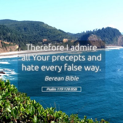 Picture 05 - Psalm 119:128 BSB - Therefore I admire all Your precepts and hate - Bible Verse Picture