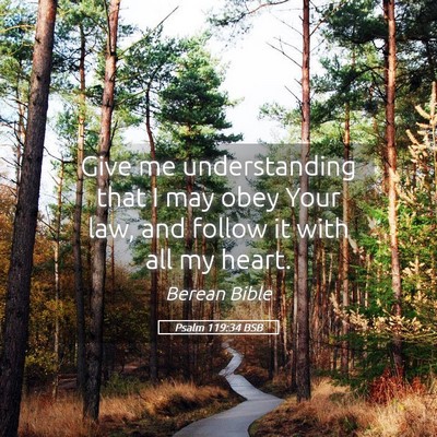 Picture 05 - Psalm 119:34 BSB - Give me understanding that I may obey Your law, - Bible Verse Picture
