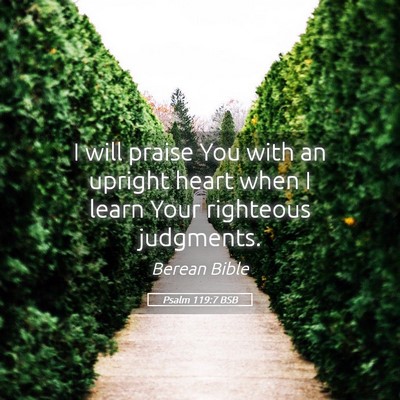 Picture 05 - Psalm 119:7 BSB - I will praise You with an upright heart when I - Bible Verse Picture