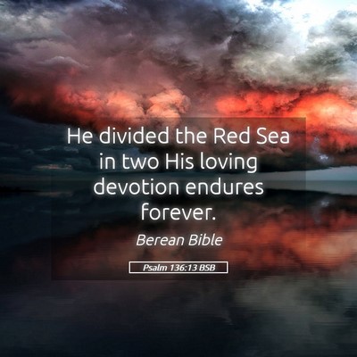 Picture 05 - Psalm 136:13 BSB - He divided the Red Sea in two His loving devotion - Bible Verse Picture