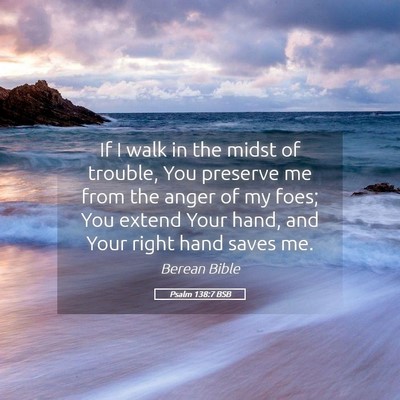 Picture 05 - Psalm 138:7 BSB - If I walk in the midst of trouble, You preserve - Bible Verse Picture