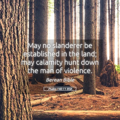 Picture 05 - Psalm 140:11 BSB - May no slanderer be established in the land; may - Bible Verse Picture