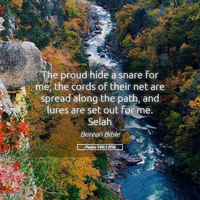 Picture 05 - Psalm 140:5 BSB - The proud hide a snare for me; the cords of their - Bible Verse Picture