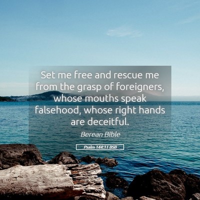 Picture 05 - Psalm 144:11 BSB - Set me free and rescue me from the grasp of - Bible Verse Picture