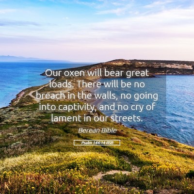 Picture 05 - Psalm 144:14 BSB - Our oxen will bear great loads. There will be no - Bible Verse Picture