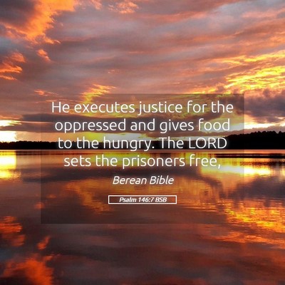 Picture 05 - Psalm 146:7 BSB - He executes justice for the oppressed and gives - Bible Verse Picture