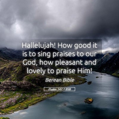 Picture 05 - Psalm 147:1 BSB - Hallelujah! How good it is to sing praises to our - Bible Verse Picture