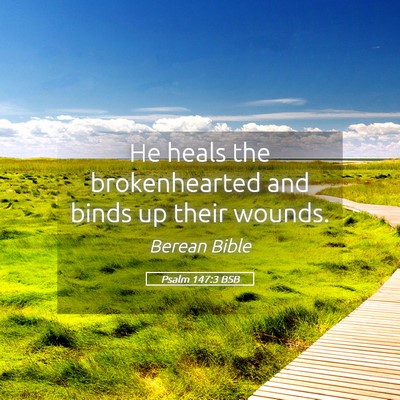 Picture 05 - Psalm 147:3 BSB - He heals the brokenhearted and binds up their - Bible Verse Picture