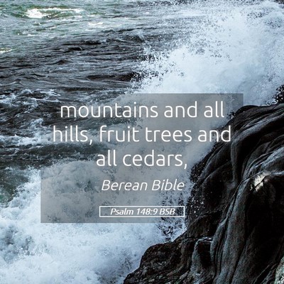 Picture 05 - Psalm 148:9 BSB - mountains and all hills, fruit trees and all - Bible Verse Picture