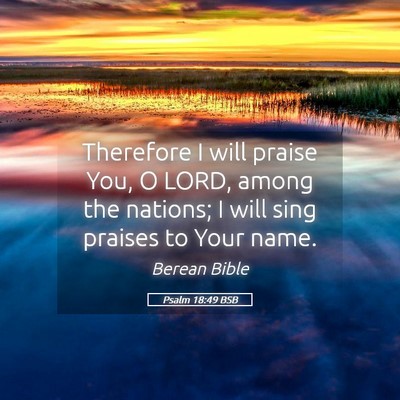 Picture 05 - Psalm 18:49 BSB - Therefore I will praise You, O LORD, among the - Bible Verse Picture