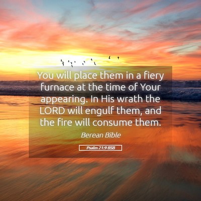 Picture 05 - Psalm 21:9 BSB - You will place them in a fiery furnace at the - Bible Verse Picture