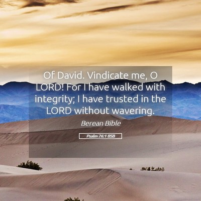 Picture 05 - Psalm 26:1 BSB - Of David. Vindicate me, O LORD! For I have walked - Bible Verse Picture