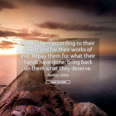 Picture 05 - Psalm 28:4 BSB - Repay them according to their deeds and for their - Bible Verse Picture