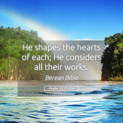 Picture 05 - Psalm 33:15 BSB - He shapes the hearts of each; He considers all - Bible Verse Picture
