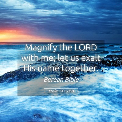 Picture 05 - Psalm 34:3 BSB - Magnify the LORD with me; let us exalt His name - Bible Verse Picture