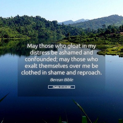 Picture 05 - Psalm 35:26 BSB - May those who gloat in my distress be ashamed and - Bible Verse Picture
