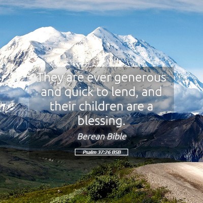 Picture 05 - Psalm 37:26 BSB - They are ever generous and quick to lend, and - Bible Verse Picture