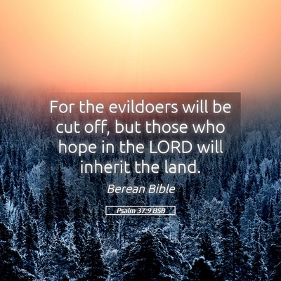Picture 05 - Psalm 37:9 BSB - For the evildoers will be cut off, but those who - Bible Verse Picture