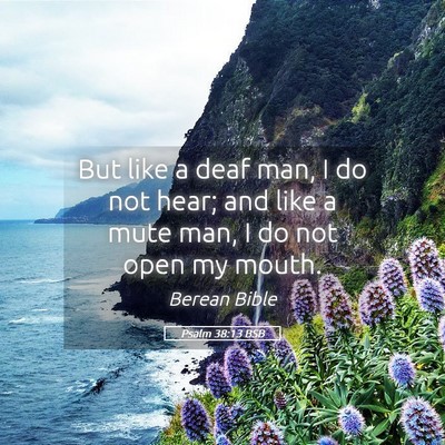 Picture 05 - Psalm 38:13 BSB - But like a deaf man, I do not hear; and like a - Bible Verse Picture