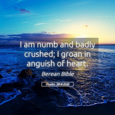 Picture 05 - Psalm 38:8 BSB - I am numb and badly crushed; I groan in anguish - Bible Verse Picture