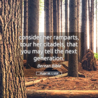 Picture 05 - Psalm 48:13 BSB - consider her ramparts, tour her citadels, that - Bible Verse Picture