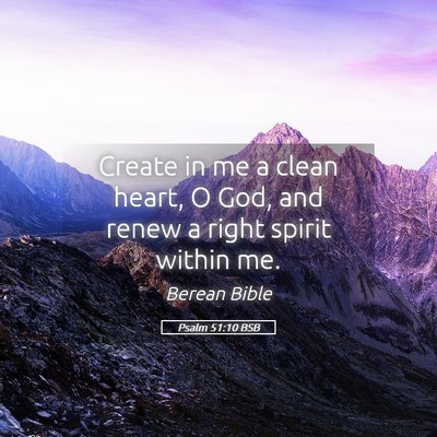 Picture 05 - Psalm 51:10 BSB - Create in me a clean heart, O God, and renew a - Bible Verse Picture