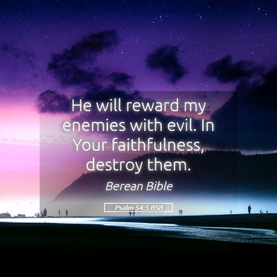 Picture 05 - Psalm 54:5 BSB - He will reward my enemies with evil. In Your - Bible Verse Picture