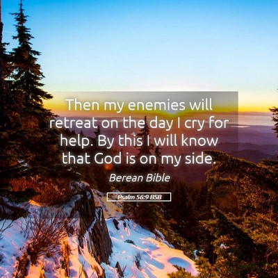 Picture 05 - Psalm 56:9 BSB - Then my enemies will retreat on the day I cry for - Bible Verse Picture