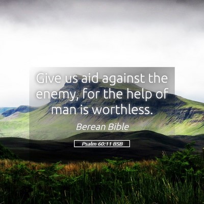 Picture 05 - Psalm 60:11 BSB - Give us aid against the enemy, for the help of - Bible Verse Picture