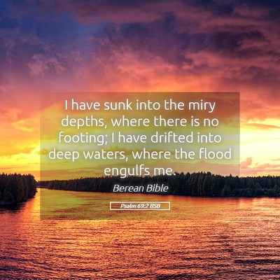 Picture 05 - Psalm 69:2 BSB - I have sunk into the miry depths, where there is - Bible Verse Picture