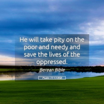 Picture 05 - Psalm 72:13 BSB - He will take pity on the poor and needy and save - Bible Verse Picture