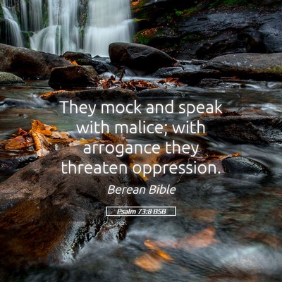 Picture 05 - Psalm 73:8 BSB - They mock and speak with malice; with arrogance - Bible Verse Picture