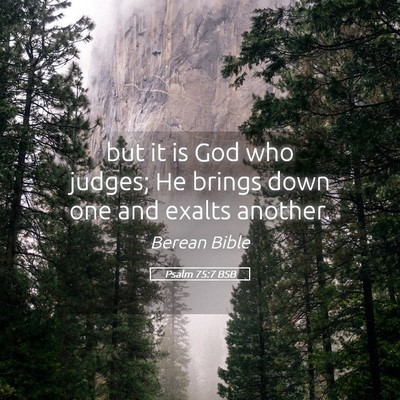 Picture 05 - Psalm 75:7 BSB - but it is God who judges; He brings down one and - Bible Verse Picture