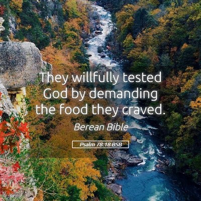 Picture 05 - Psalm 78:18 BSB - They willfully tested God by demanding the food - Bible Verse Picture