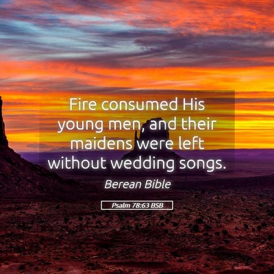 Picture 05 - Psalm 78:63 BSB - Fire consumed His young men, and their maidens - Bible Verse Picture