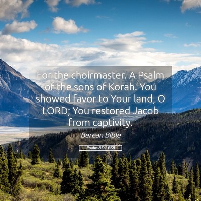 Picture 05 - Psalm 85:1 BSB - For the choirmaster. A Psalm of the sons of - Bible Verse Picture