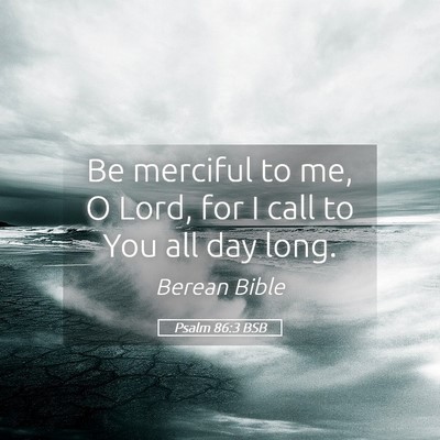 Picture 05 - Psalm 86:3 BSB - Be merciful to me, O Lord, for I call to You all - Bible Verse Picture