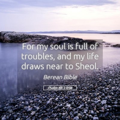 Picture 05 - Psalm 88:3 BSB - For my soul is full of troubles, and my life - Bible Verse Picture