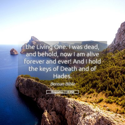Picture 05 - Revelation 1:18 BSB - the Living One. I was dead, and behold, now I am - Bible Verse Picture
