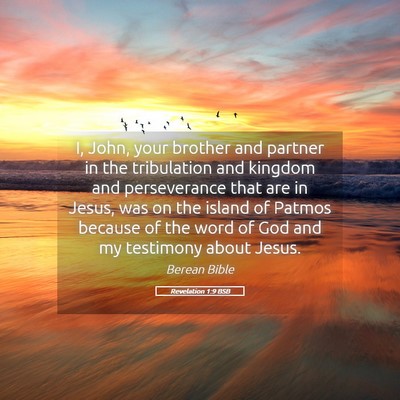 Picture 05 - Revelation 1:9 BSB - I, John, your brother and partner in the - Bible Verse Picture